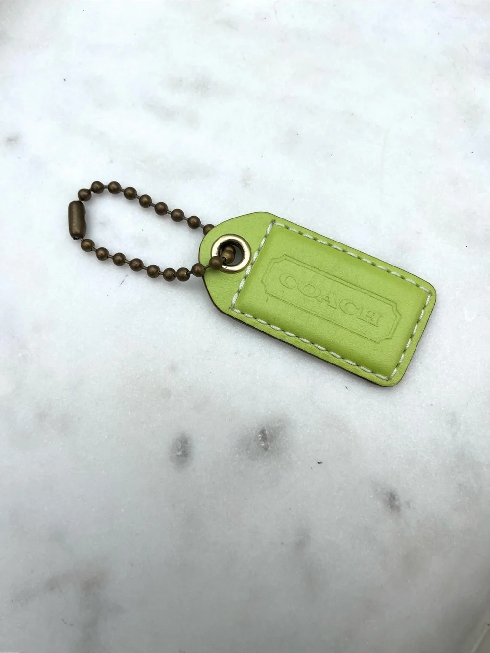 COACH Vintage Leather Hang Tag, Lime Green